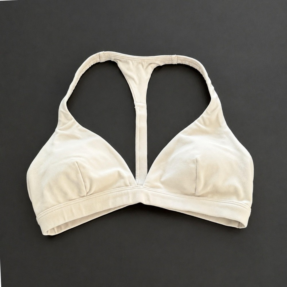 Athleta Sports Bra Womens S Beige T-Back Racerback Triangle Yoga Bralette